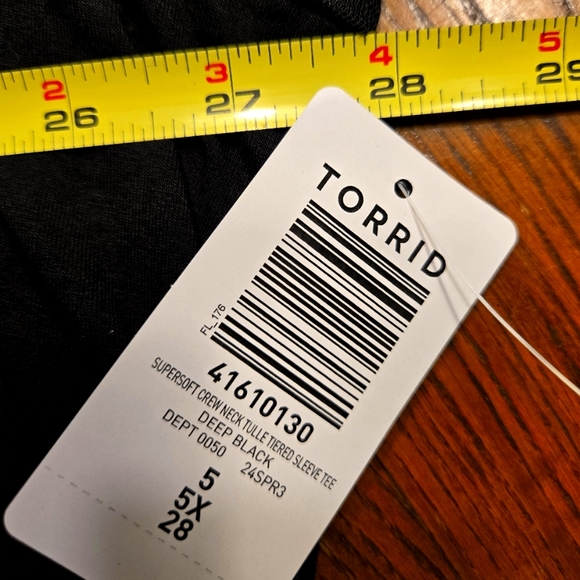 Torrid SuperSoft Tee with Tulle Sleeves 5X - Picture 4 of 8